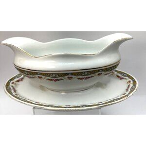 Vtg Eamag Bavaria Gravy Boat W/ Attached Tray